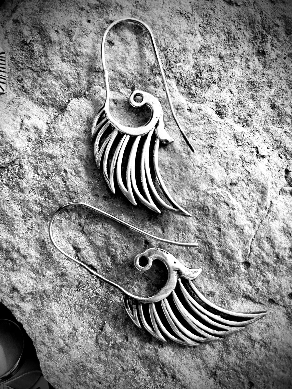 Boucles d'oreilles argents, motif ailé