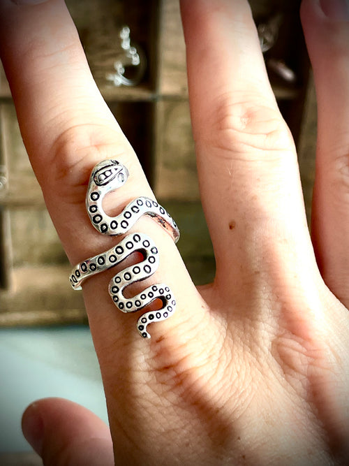 Bague réglable argent, serpent