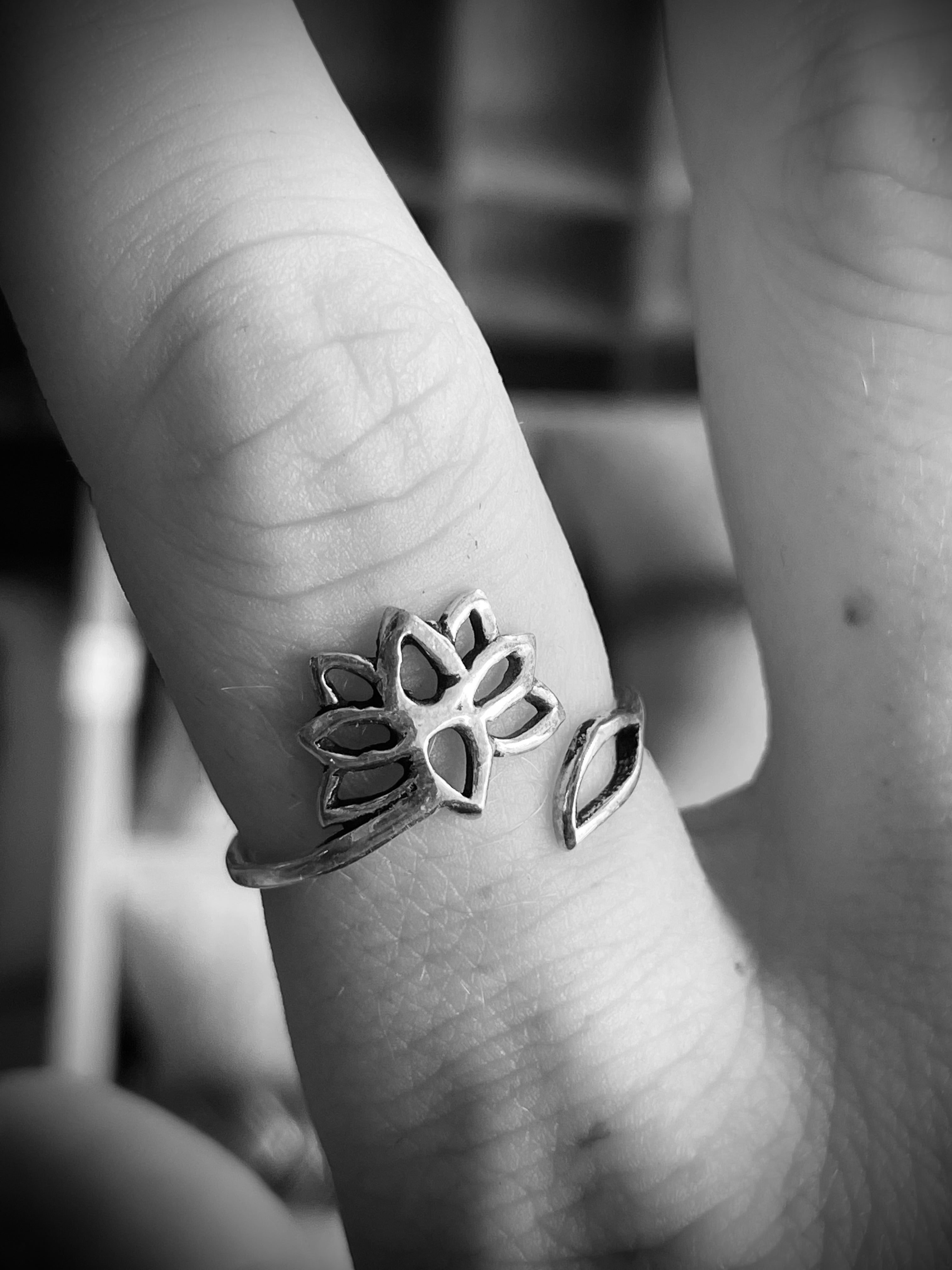Bague lotus argent, fine