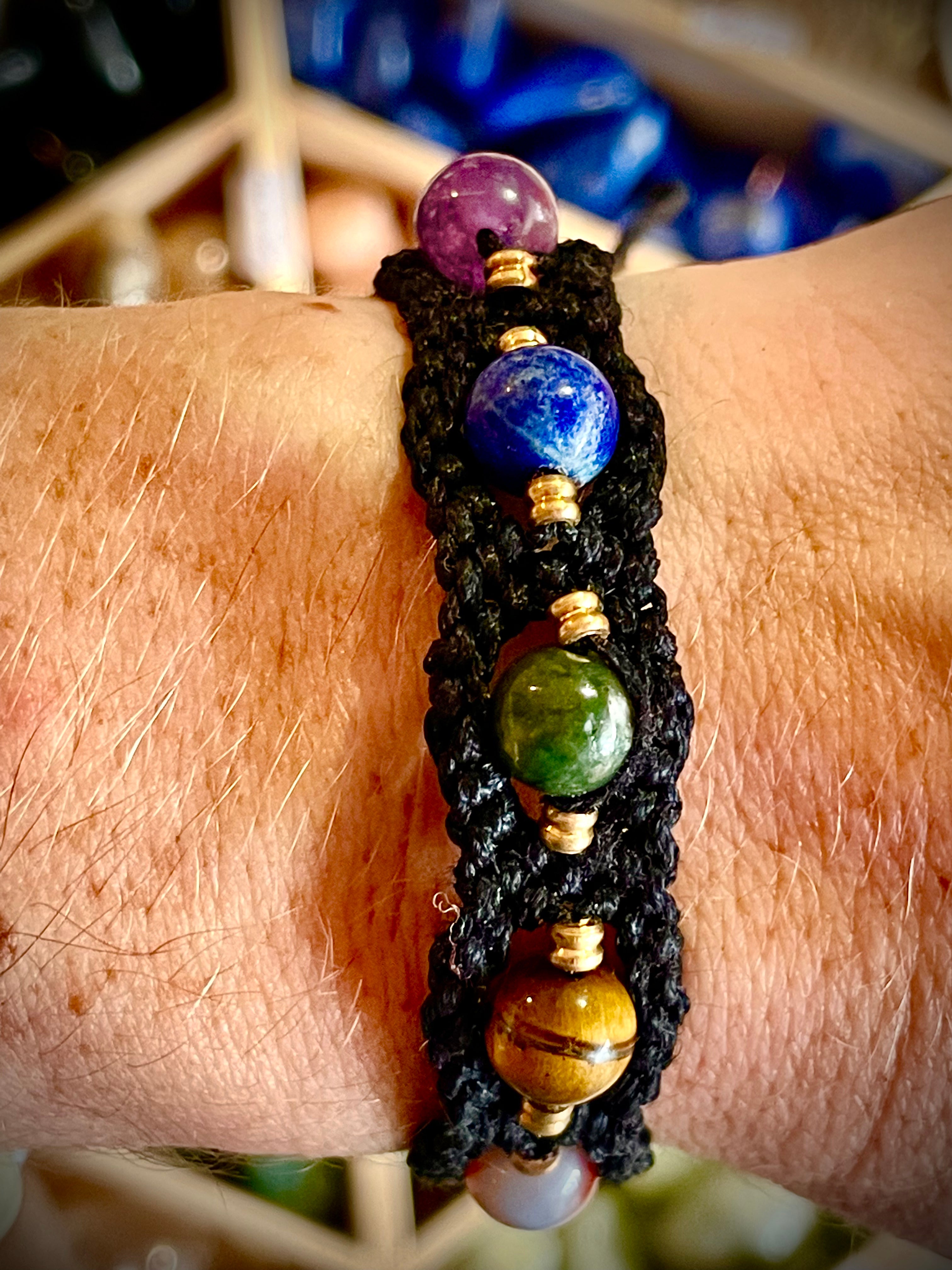 Bracelet tissé macramé, 7 Chakras