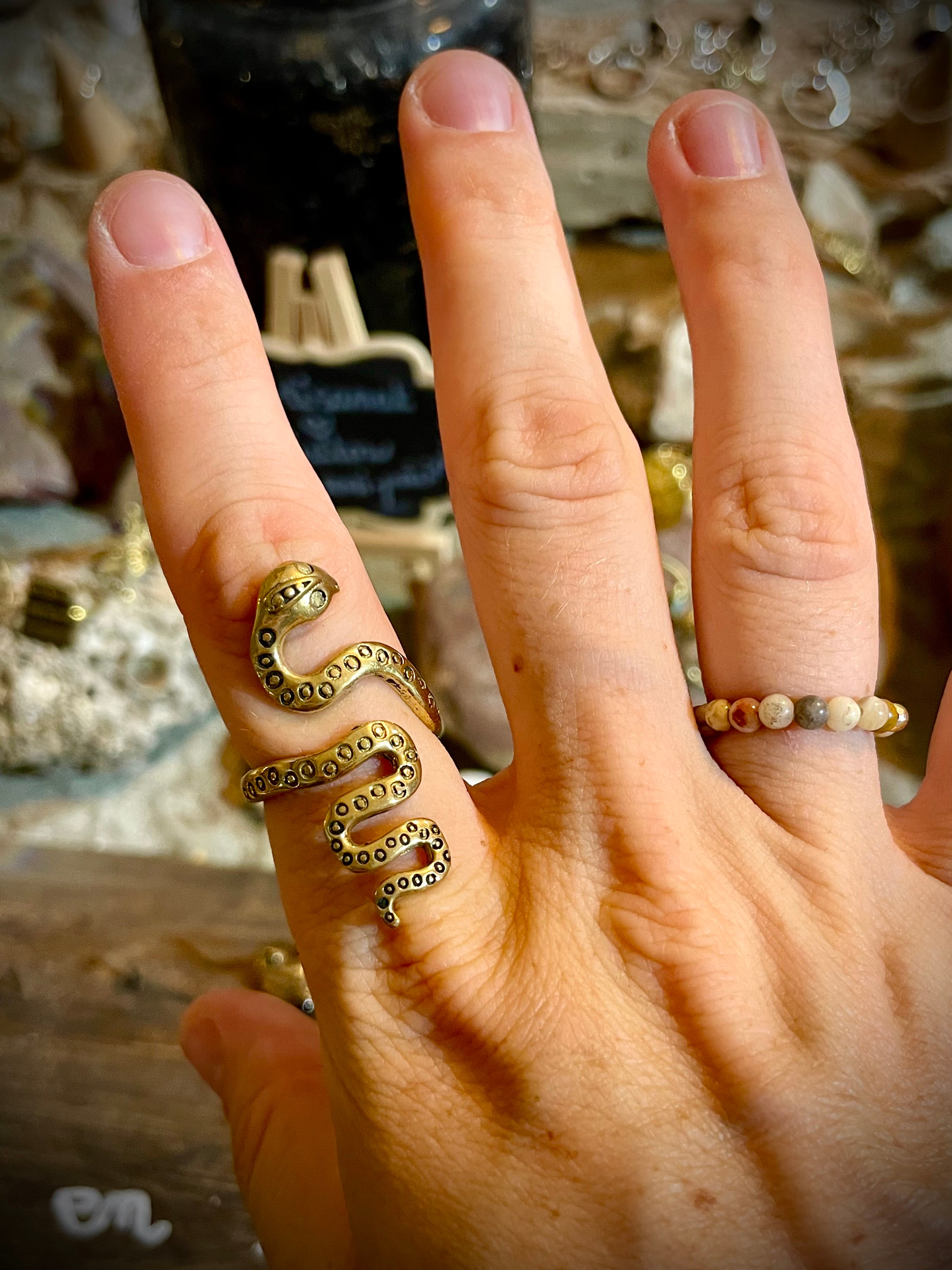 Bague en laiton, serpent Kundalini