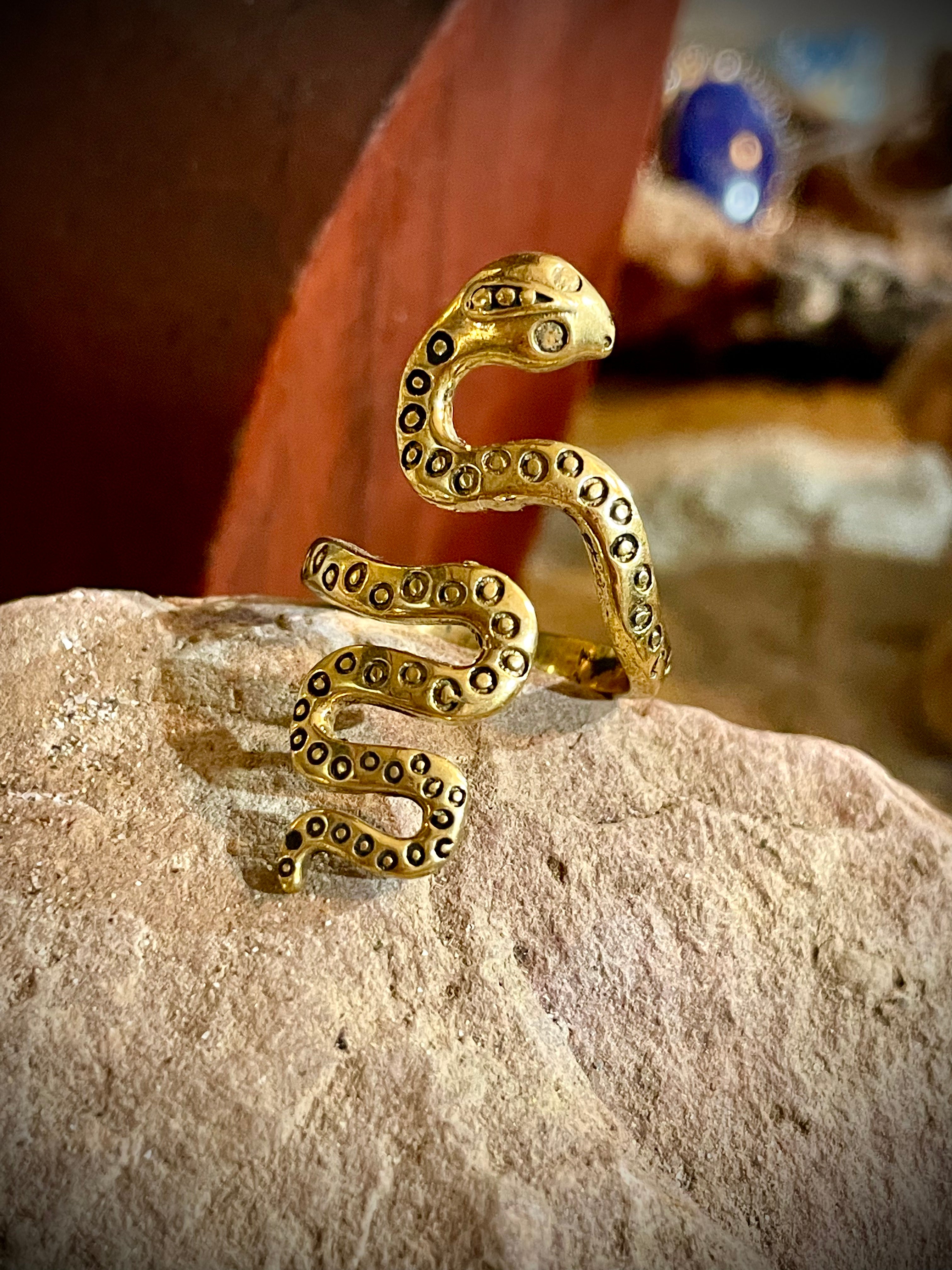 Bague en laiton, serpent Kundalini