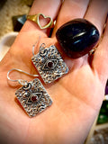 Boucles d'oreilles argent "6ème chakra", obsidienne