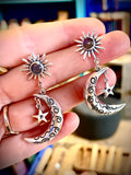 Boucles d'oreilles argent, Lune, Soleil et Labradorite