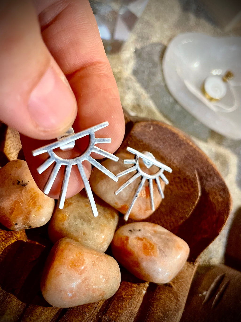 Puces d'oreilles Soleil, argent