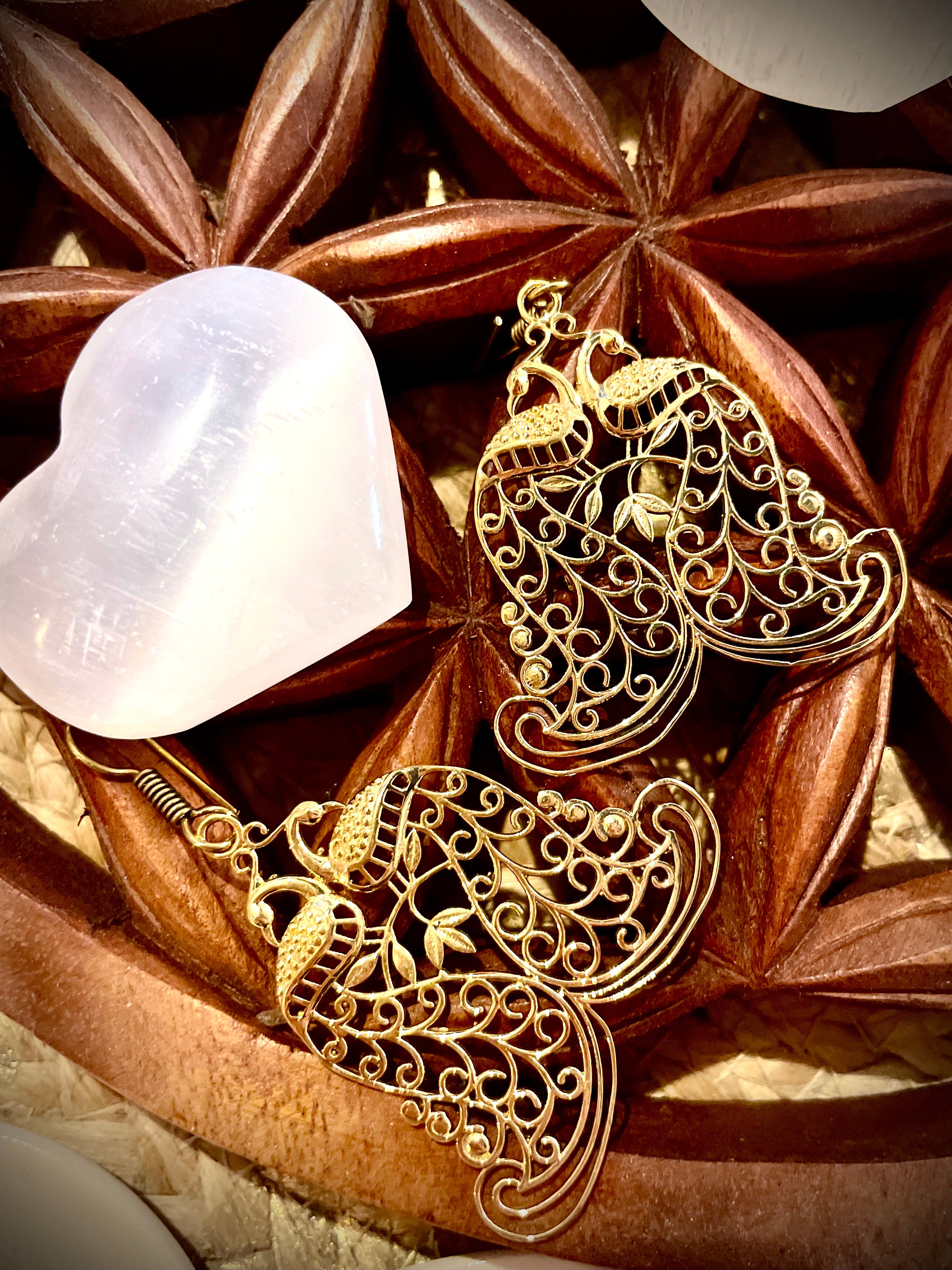 Boucles d'oreilles Laiton, Paon