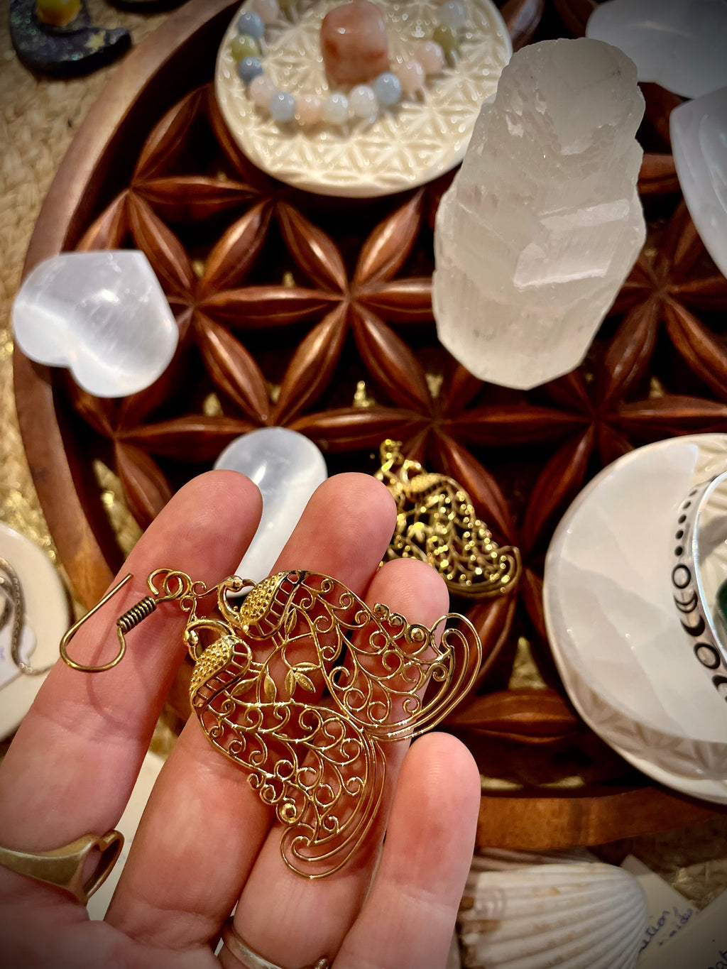 Boucles d'oreilles Laiton, Paon