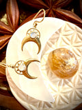 Boucles d'oreilles Lune et pierre de lune