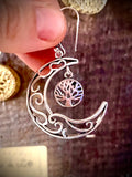 Boucles d'oreilles Lune et Arbre de vie... argent