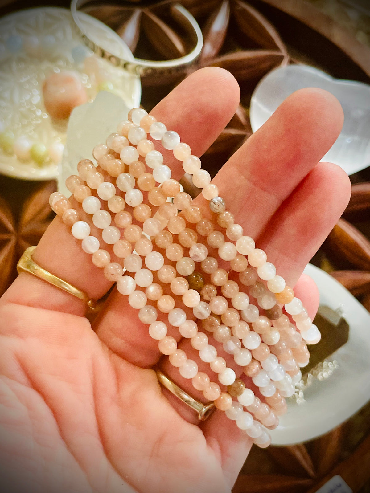 Superbe bracelet en pierre de lune véritable - 4mm