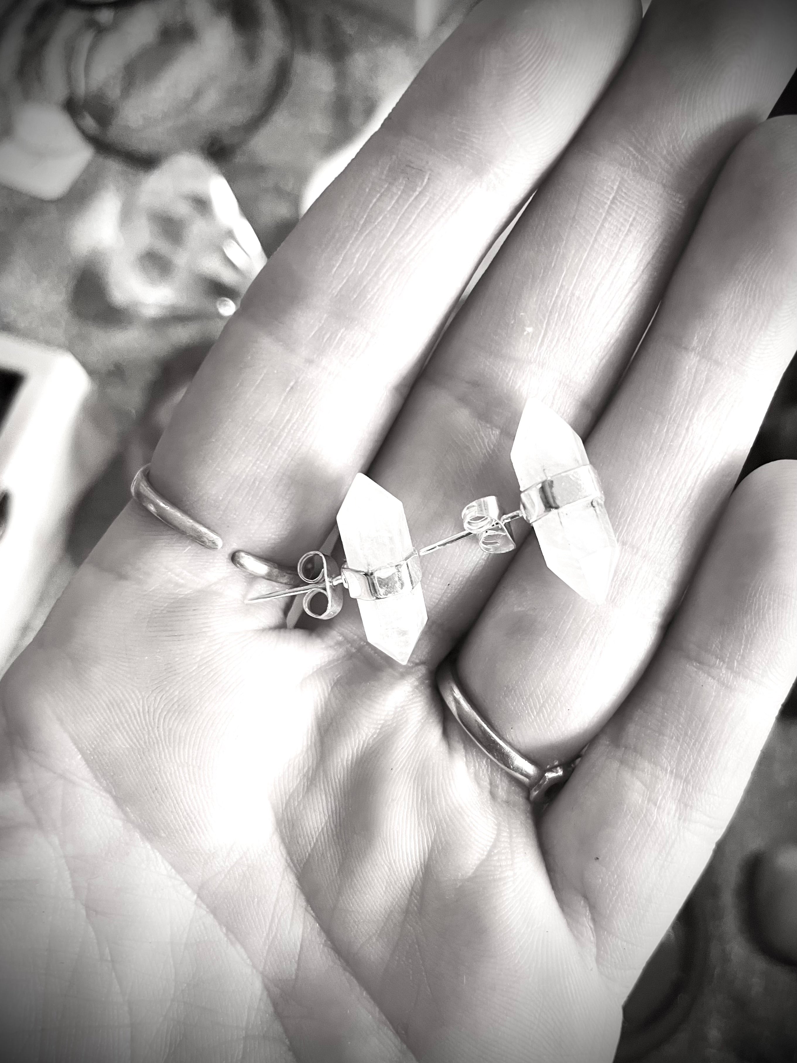 Boucles d'oreille "cristaux de pierre de Lune"