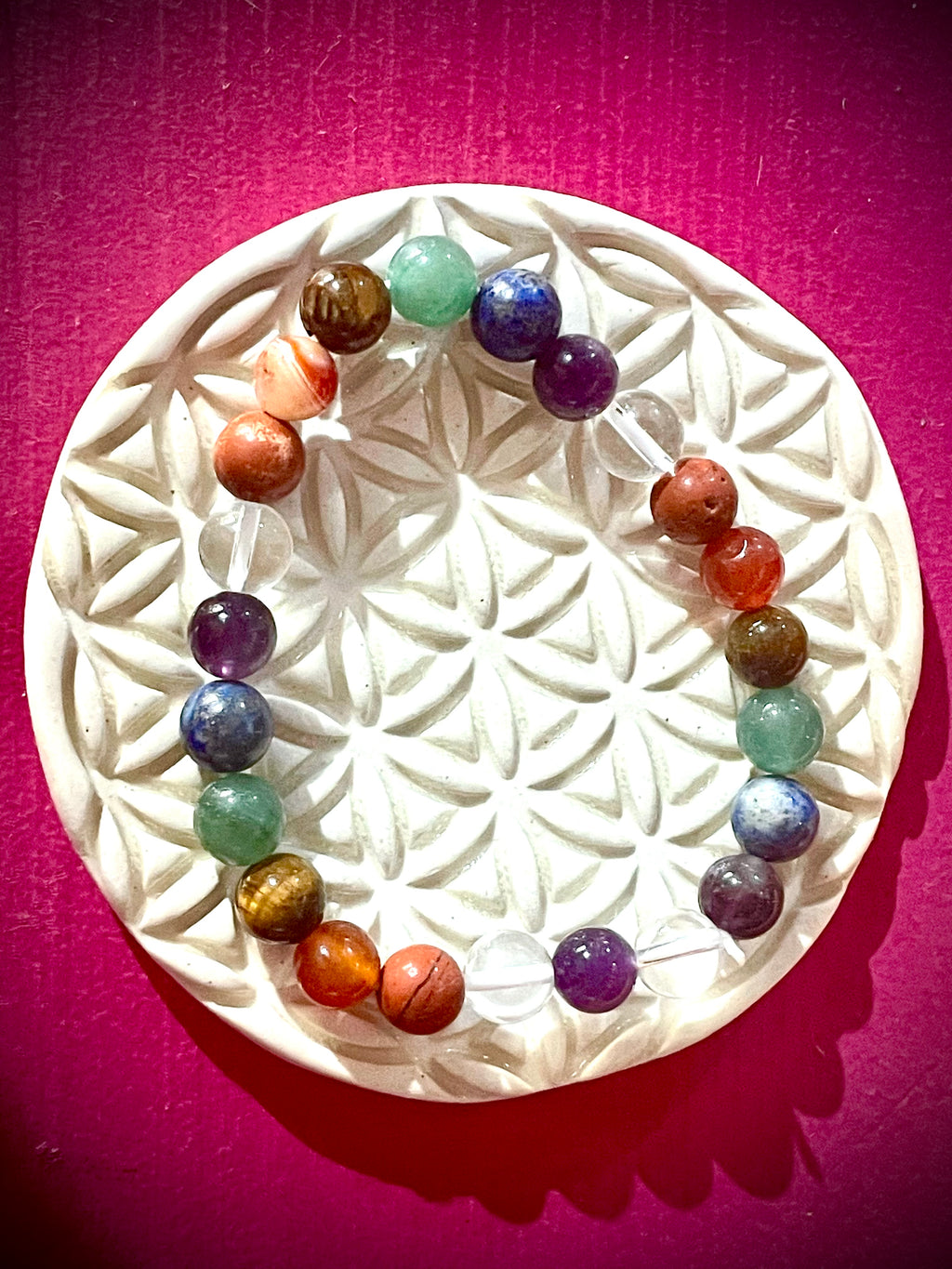 Bracelet 7 chakras, pierres roulées grandes
