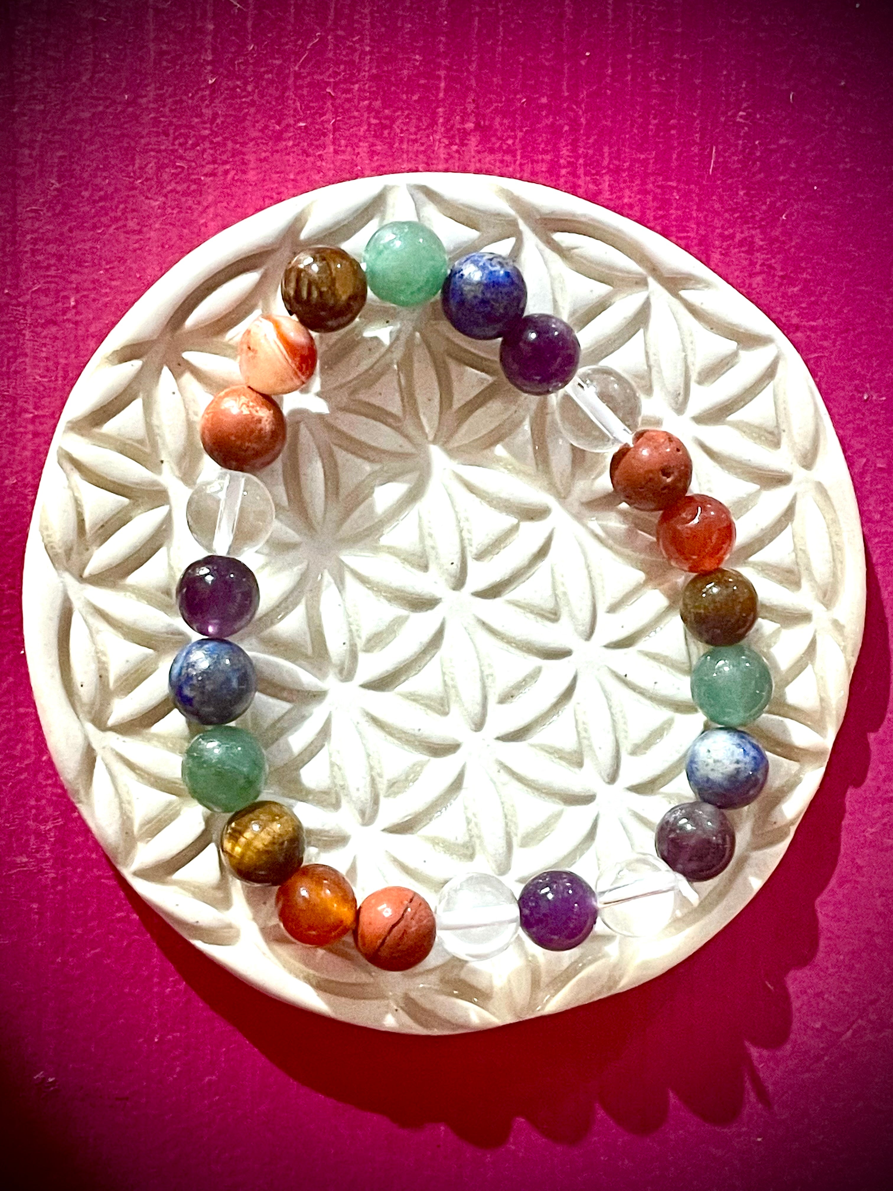 Bracelet 7 chakras, pierres roulées grandes