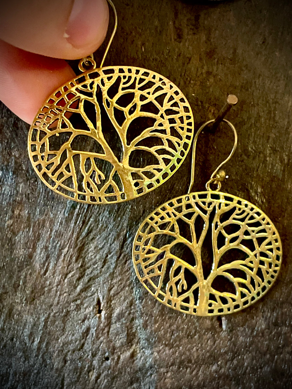 Boucles d'oreilles ovales Arbre de vie