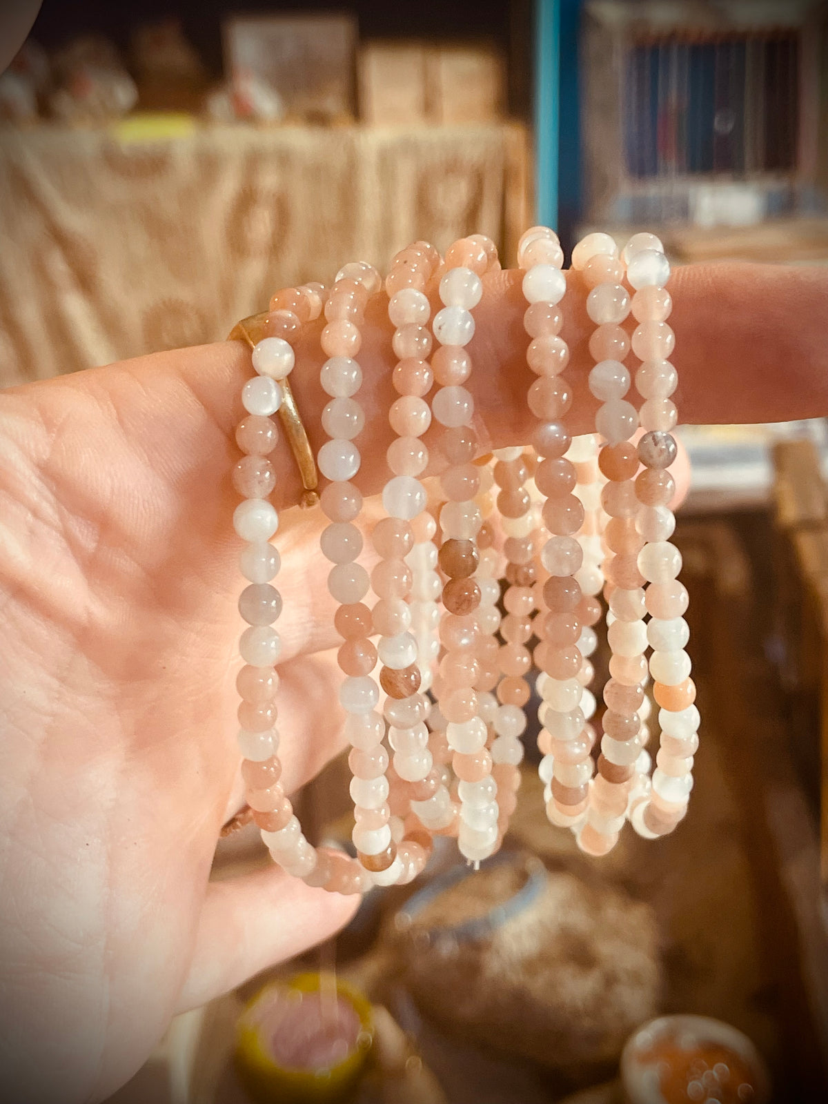 Superbe bracelet en pierre de lune véritable - 4mm
