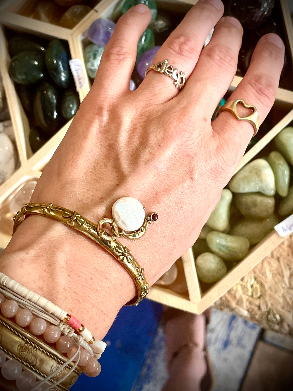 Bracelet laiton, nacre et Lune