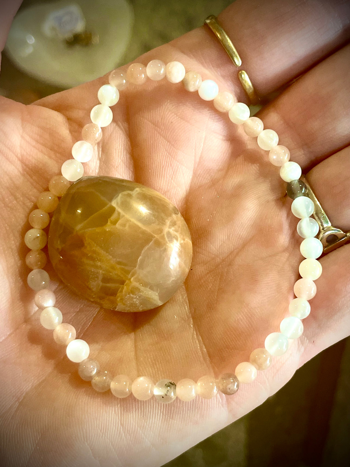 Superbe bracelet en pierre de lune véritable - 4mm
