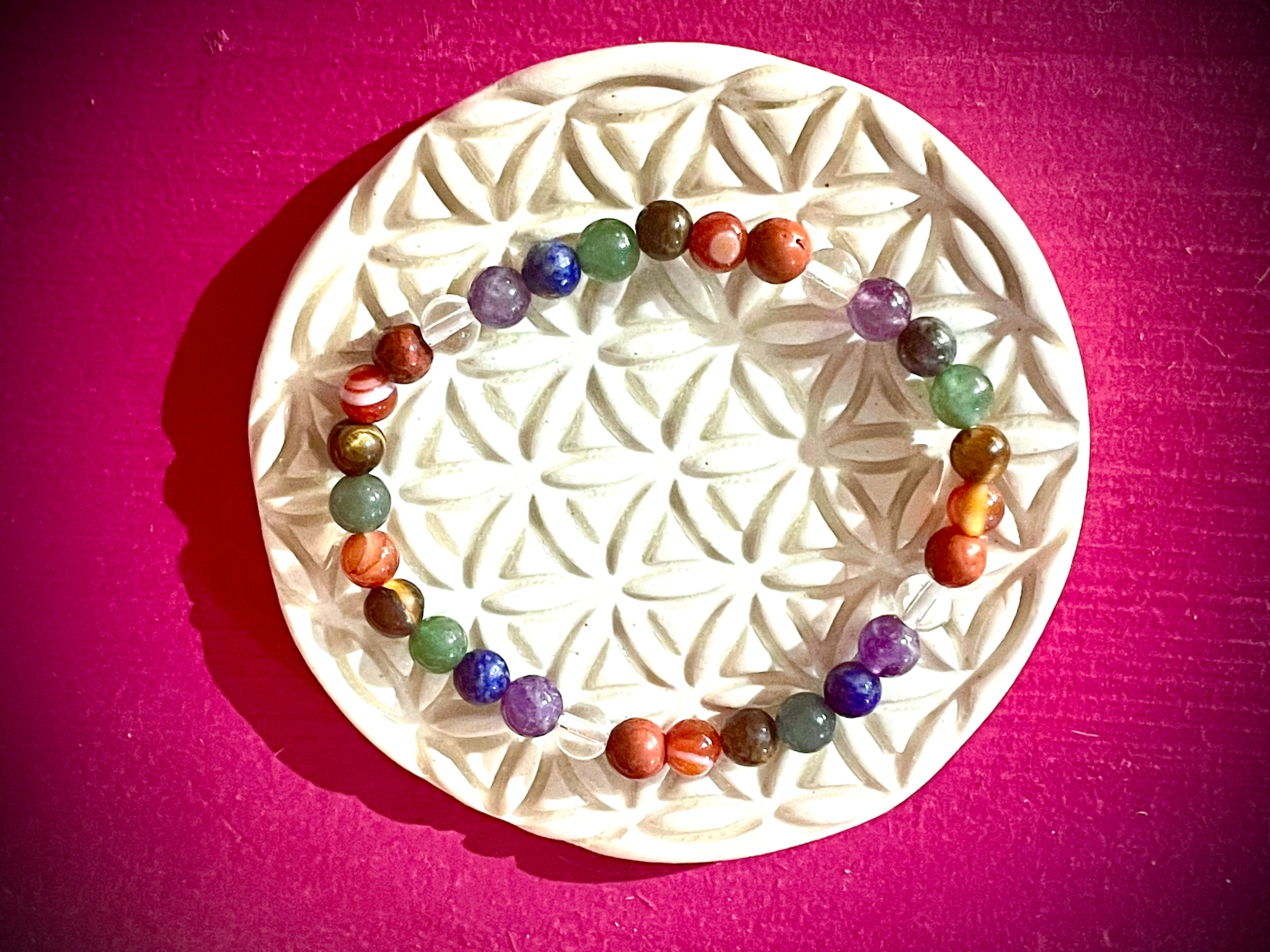Bracelet 7 chakras, pierres rondes, petites