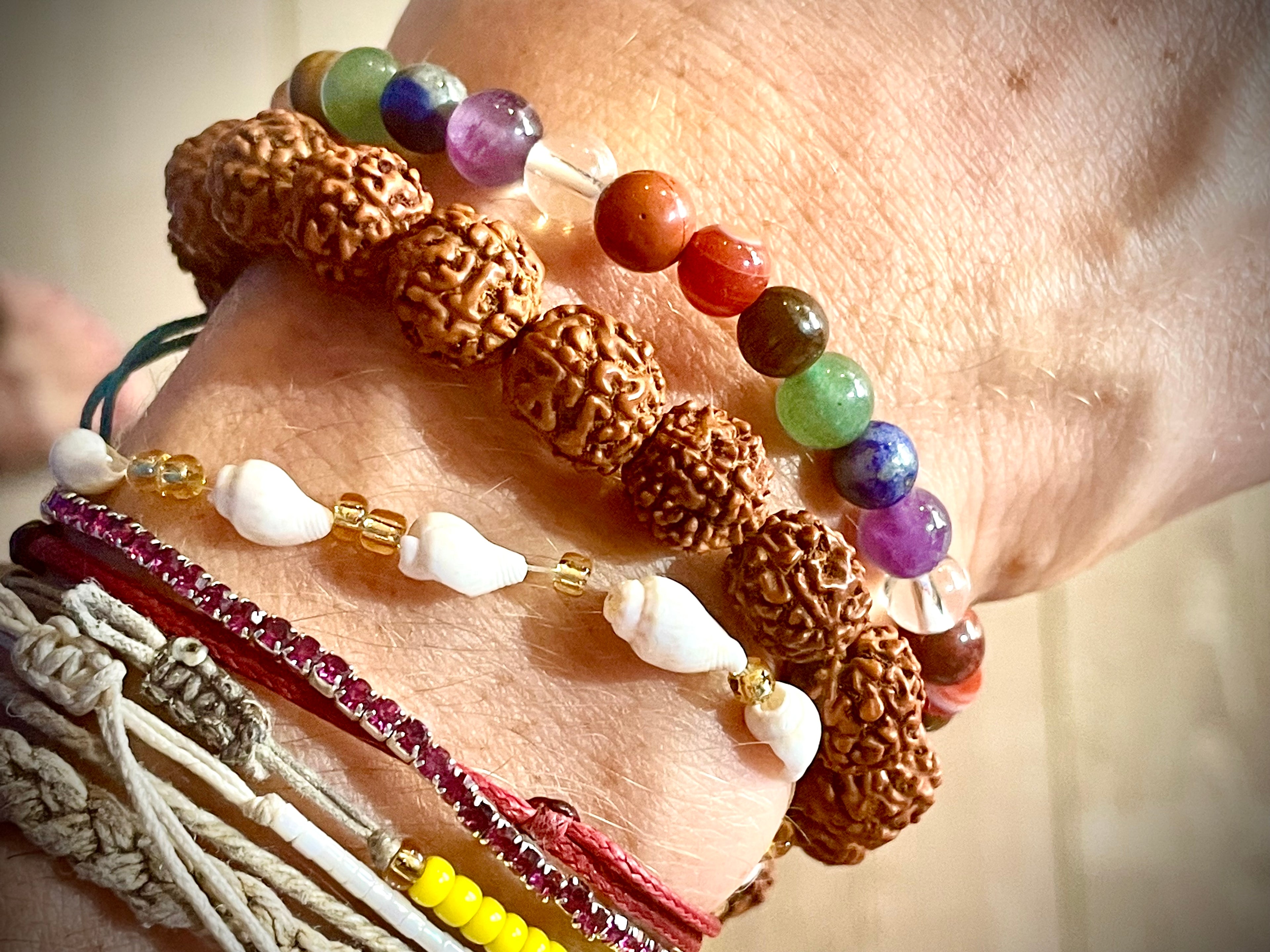 Bracelet 7 chakras, pierres rondes, petites