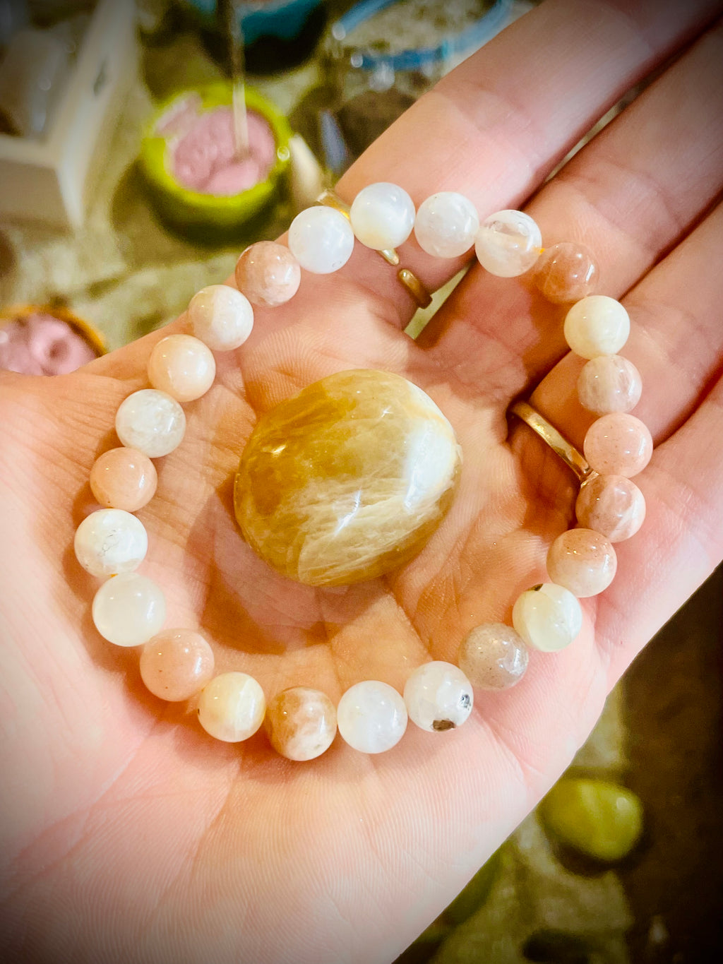 Superbe bracelet pierre de lune naturelle 8mm