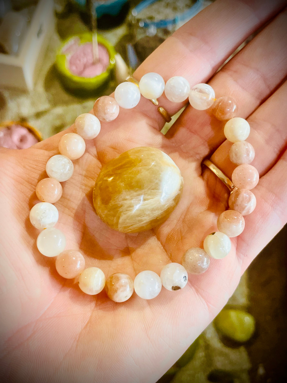 Superbe bracelet pierre de lune naturelle 8mm